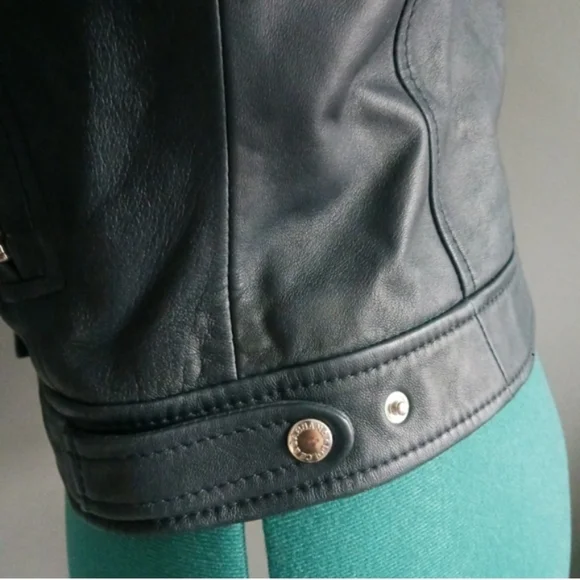 Golce & Gabbana Genuine Leather Dark Blue Motor Jacket Size 44